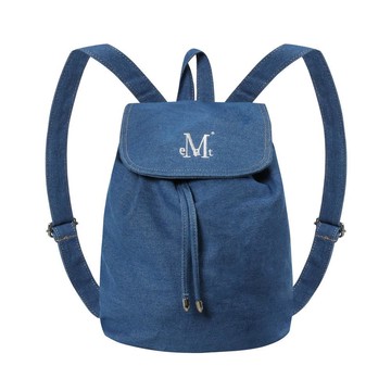 韓國 MUCENT STEN DENIM BACK PACK 丹寧抽繩後背包 藍色 MIDBLUE