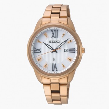 SEIKO 精工 Lukia系列 典雅羅馬時標 太陽能 彩鑽時尚腕錶 (SUT364J1/V137-0DC0K)
