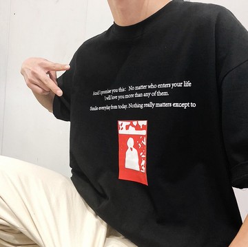 FINDSENSE H1夏季 新款 日本 嘻哈 背面字母印花 情侶款 時尚 寬鬆 潮牌 個性短袖 半袖T恤 潮男女 上衣