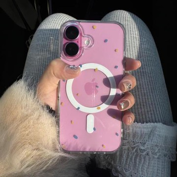 新款簡約彩點高品質亞克力蘋果16promax手機殼透明iPhone11/12/13保護套17pro創意15promax可愛16pro磁吸防摔