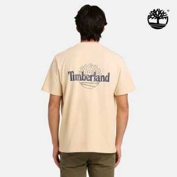 Timberland官方旗艦 男款淺卡其色背面LOGO圖案T恤|A5SRU260