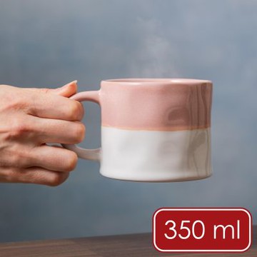 《Mikasa》石陶馬克杯-粉色暮光350ml-- 拿鐵杯 撞色幾何 北歐風 情侶對杯