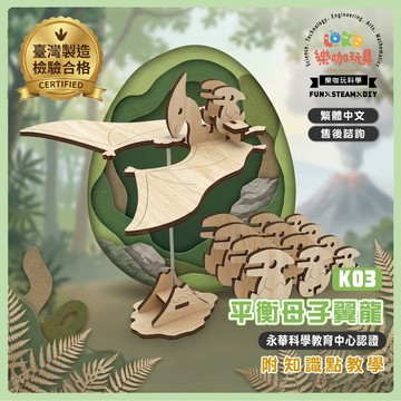 【台灣製造】繁中全彩說明書～DIY平衡母子翼龍⭐K03木製科學玩具 夏令營 STEAM 益智玩具 自學探索DIY