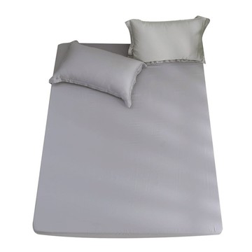 鴻宇寢飾 300織純色刺繡2101床包 氣質灰 台灣製 100%棉  雙人加大  床包 + 枕套組