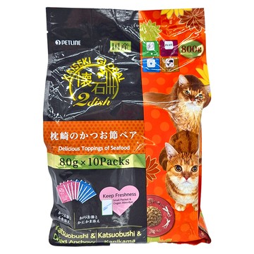 PETLINE 懷石 綜合貓糧 枕崎鰹魚口味 橘色 10包  玉米 + 魚粉  80g  1袋