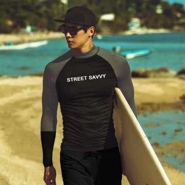 男士潛水服防曬游泳衣水母服長袖浮潛沖浪服分體速干漂流套裝大碼