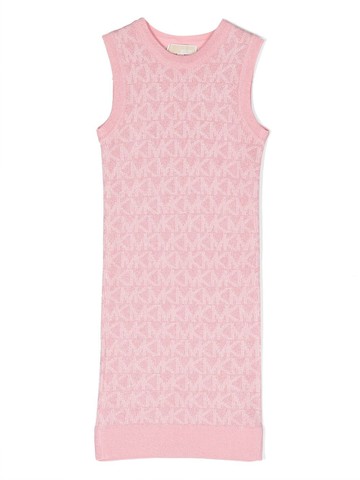Michael Kors Kids - intarsia logo-knit dress - kids - Metallic Fibre/Viscose/Polyester - 3 yrs - Pink