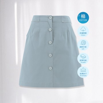 ILEY伊蕾 年輕感滾條格紋排釦短裙(淺藍色；M-XL)1232072039