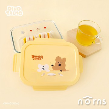 DINOTAENG 耐熱玻璃保鮮盒- Norns Original Design 呆萌町 1000ml便當盒 適用於微波爐 烤箱