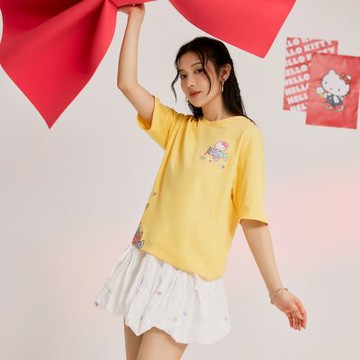 OB嚴選中大尺碼-KITTY 蝴蝶結．純棉繽紛馬卡龍色印花短TEE《IK0045》