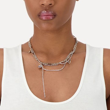 Justine Clenquet Rachel拼銀長短圈鎖鍊項鍊