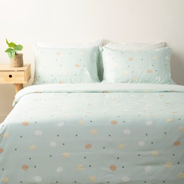 羽絲棉磨毛雙人床包兩用被四件組 小清新