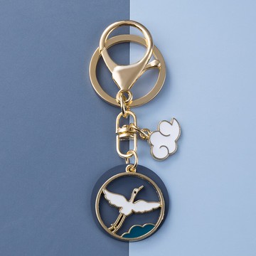 中國風云中鶴鑰匙扣掛件創意鑰匙圈環個性可愛網紅情侶汽車包掛飾
