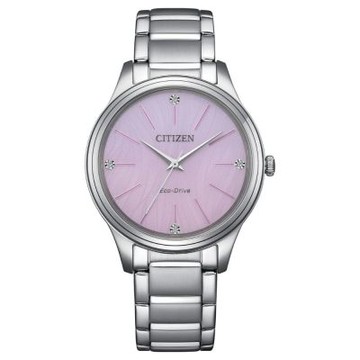 CITIZEN 星辰 LADY S系列 光動能三針女錶/粉紫色 EM1220-58X