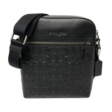 【COACH】Houston Flight Bag前拉鍊男款斜背包(浮雕黑)