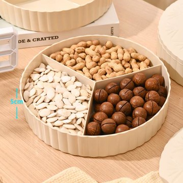 新款 皖蒙小兔輕奢果盤家用客廳茶幾多層分格帶蓋干果盒堅果零食