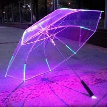 LED發光透明自動雨傘 演唱會燈光照明傘 冬天放學警示信號兒童傘