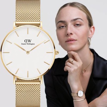 Daniel Wellington DW 女錶 Petite Evergold 經典極簡米蘭帶手錶 雙12購物節 送禮首選-28mm/金框 DW00100350