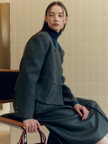 Semi Square Double Jacket_Ash Gray