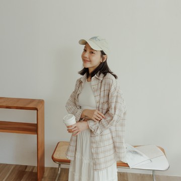 經典格紋寬版長袖襯衫 兩色售