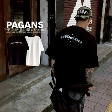 【PAGANS STORE】韓國 美式 歌德 字體 簡約 星星 歌德字 英文 字母 標語 印花 短袖 短Tee