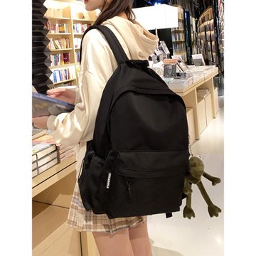 書包女初中生黑色雙肩包大學生ins簡約中學生旅行背包新款大容量