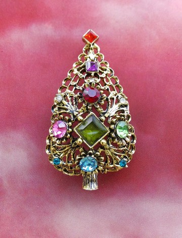 Vintage Jewelry 西洋古董飾品 DODD 聖誕樹 簍空 別針