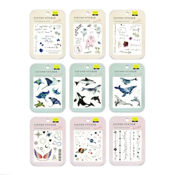 柏格 紋身貼紙-文字紅/文字藍/花草/鯨魚/鯨豚/魟魚/幸運環/星星/永恆