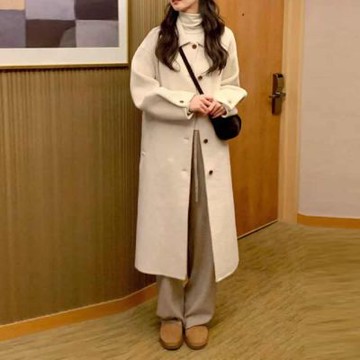 正韓外套 手工羊毛呢長款大衣ATM1110-創翊韓都