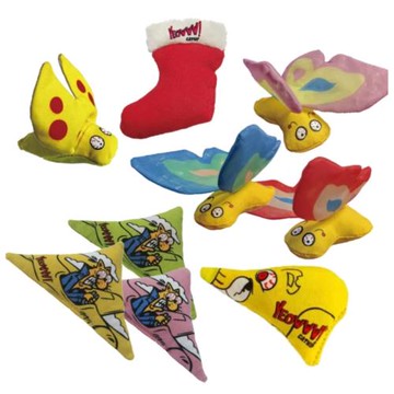 美國YEOWWW!瘋狂貓-100%有機貓草-(小圓老鼠/瓢蟲/蝴蝶/三角枕/聖誕襪)玩具系列 X3入組(下標數量2+贈神仙磚)