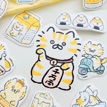 防水貼紙/3小喵咪單張大貼紙-招財貓