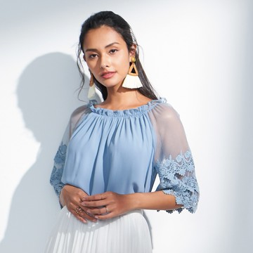 【買2送1】HS 微甜慕絲上衣 天空藍