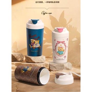 咖啡杯全陶瓷內膽大容量卡通便攜可愛男女學生辦公室用隨行水杯子