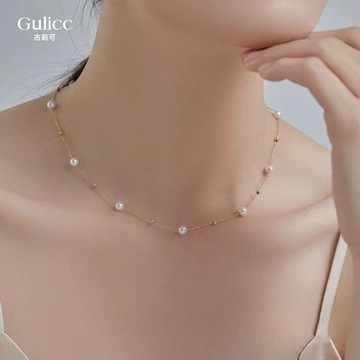 〔快速出貨〕【Gulicc】甜美風 珍珠點綴 鎖骨鍊