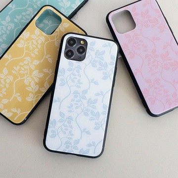 適用於多種裝置的玻璃智慧型手機外殼 [Botanical Leaf] 細微色彩 iPhone Xperia Android JI69U