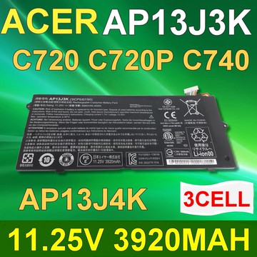 ACER 3芯 AP13J3K 日系電芯 電池 AP13J4K Chromebook C720 C720P C740