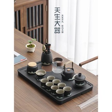 現代手繪功夫茶具套裝家用茶盤泡茶具整套茶壺茶杯商務會客送禮