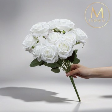 以後都走花路吧🌷快速出貨【Floral M】英式卡爾玫瑰經典白仿真花花材（1入組）
