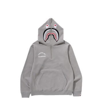 BAPE NEIGHBORHOOD TWO FACE HALF ZIP SWEATER HOODIE GREY
