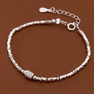 【ANGEL】圓輪碎銀清新設計鍍銀手鍊(銀色)