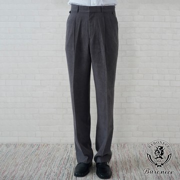 BARONECE 簡約仿絨感打摺西褲_灰咖(697122-07)