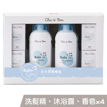 奇哥官方旗艦 Chic a Bon 洗沐潔膚禮盒 (洗髮精、沐浴露各1、香皂x4)