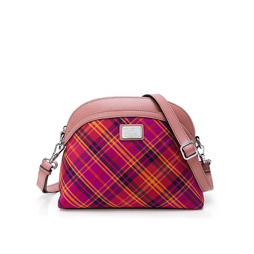 【金安德森】 CATHY 經典格紋提花 拉鍊貝殼包-粉紅色