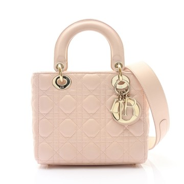 Dior 迪奧 粉色 藤格紋羊皮 Lady Dior My ABCDior 兩用包 【二手名牌BRAND OFF】