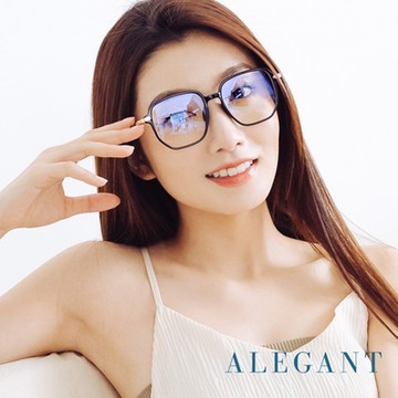 ALEGANT日系簡約風雅感墨金黑TR90輕量光學方框UV400濾藍光眼鏡/夜鶯的郊野初啼