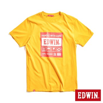 EDWIN 男女裝 網路獨家 標籤貼紙LOGO短袖T恤-黃色
