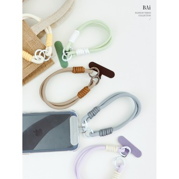 BAi白媽媽 撞色粉彩手腕帶／手機掛片＋多功能腕繩－台灣現貨 隔日到貨【346169】