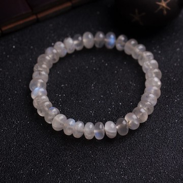天然冰種藍月光石水晶手鏈單圈手串女款白月光奶油體飾品禮物