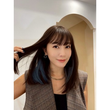 魔髮樂 全頂假髮 耳圈染中長髮 冷棕挑薄荷藍色 韓妞個性短髮 H6150