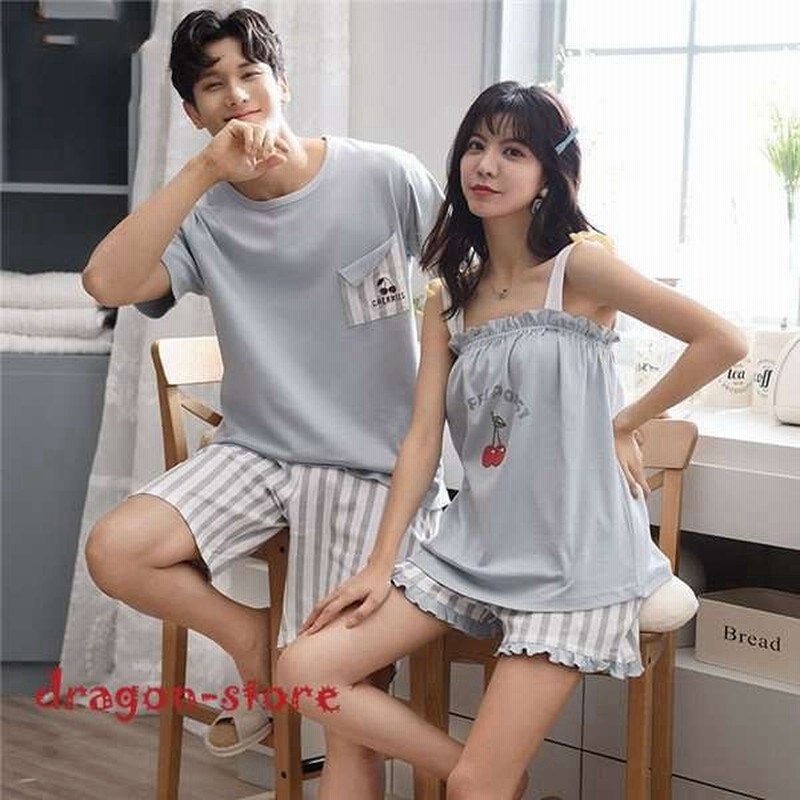 縦縞パジャマレディース半袖パジャマ可愛いメンズパジャマ夏カップルルームウェア 通販 Lineポイント最大get Lineショッピング